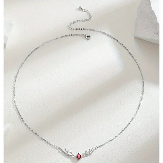 Collier Bois de Cerf avec Délicat Charme Cœur