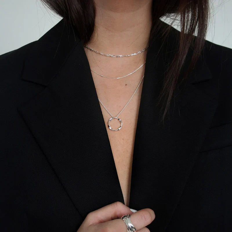 Collier Open Circle Three Row | Or Blanc