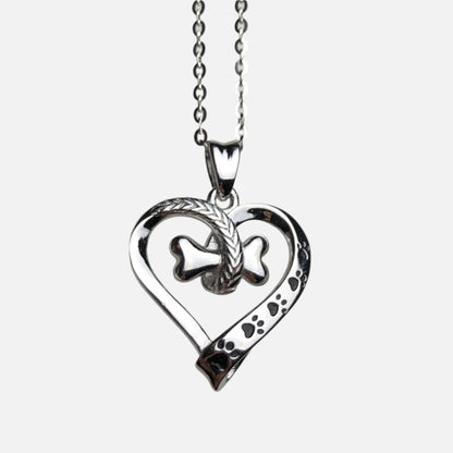 Collier Patte de Chien et Cœur en Acier Inoxydable