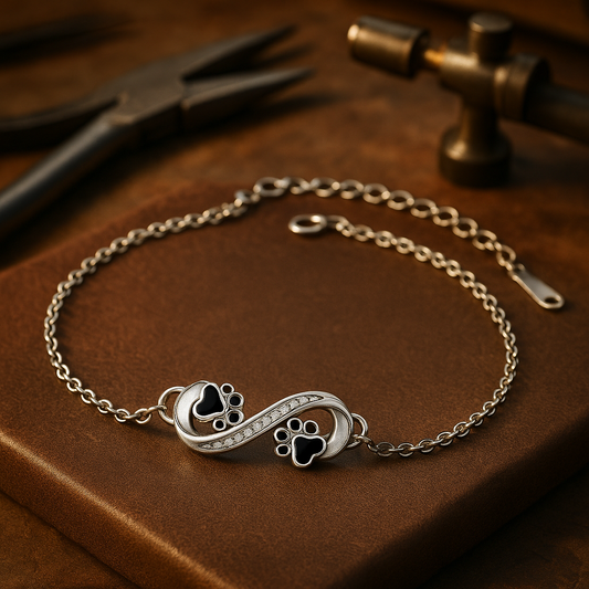 Bracelet Pendentif Symbole Infini Patte d'Animal avec Zircone