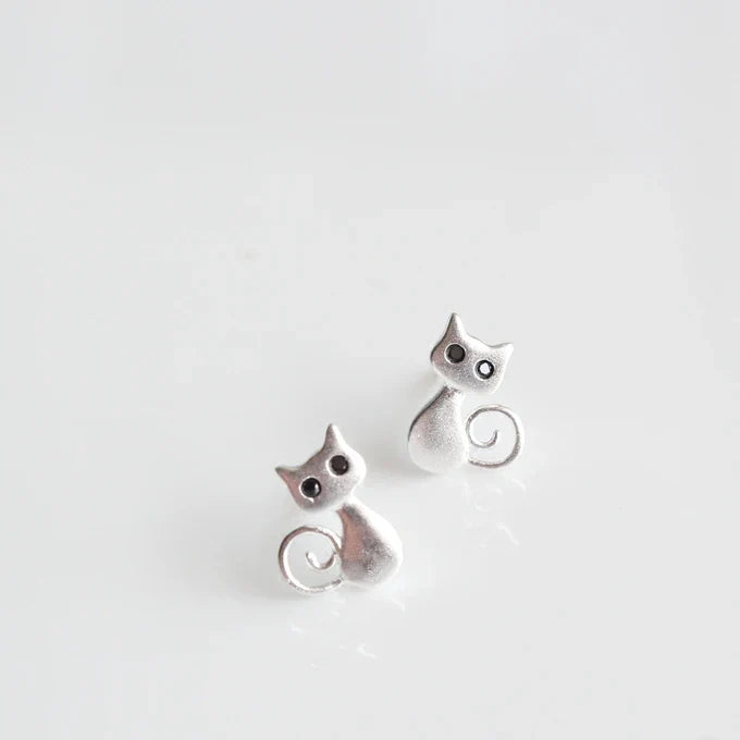Boucles d'oreilles Fines Chat Argent