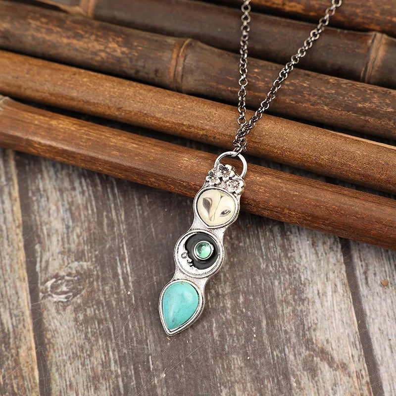 Bar Collier Sagesse Hibou Turquoise