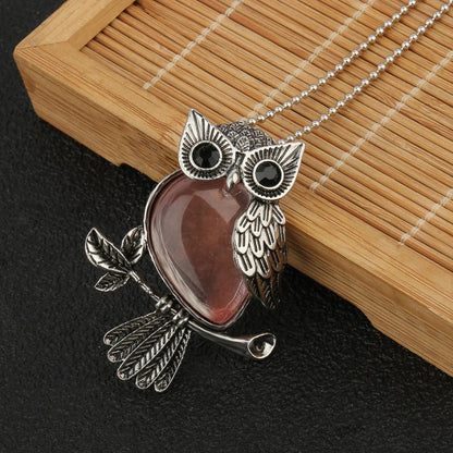 Collier Pendentif Sagesse Hibou Cristal