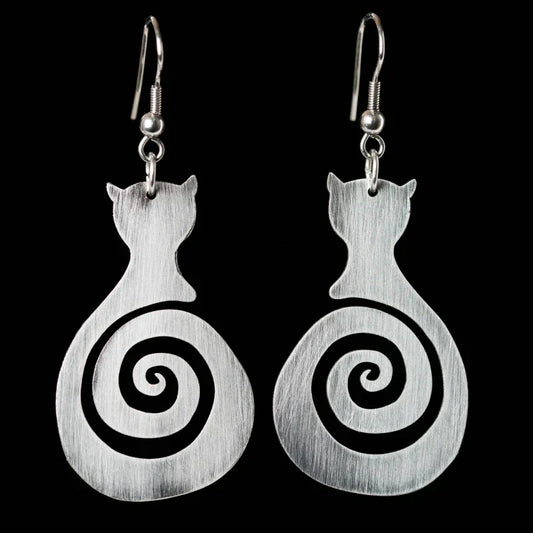 Boucles d'oreilles Spirale Chat Vintage