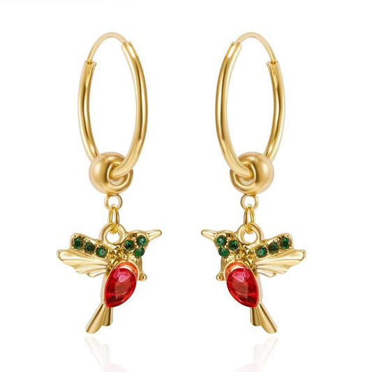 Boucles d'Oreilles Colibri Volant Édition Limitée avec Incrustation Zirconia