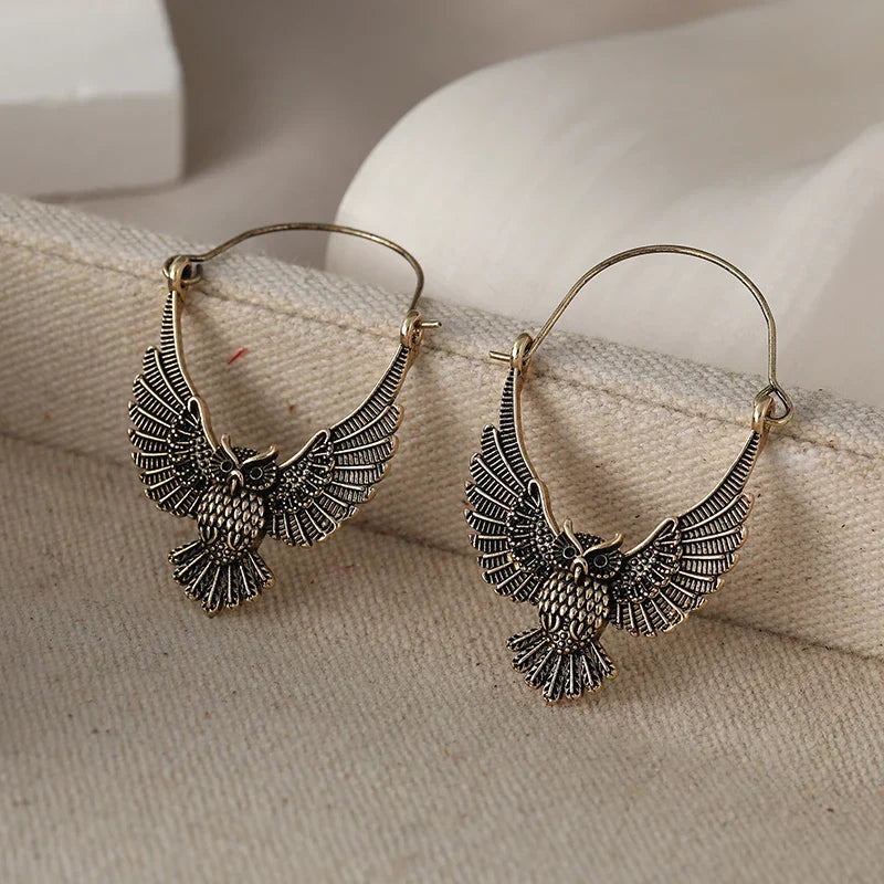 Boucles d'oreilles Tomettes Hibou Bohème Vintage