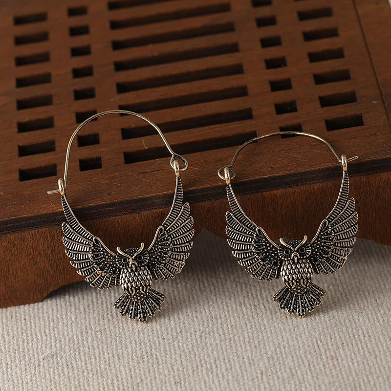 Boucles d'oreilles Tomettes Hibou Bohème Vintage