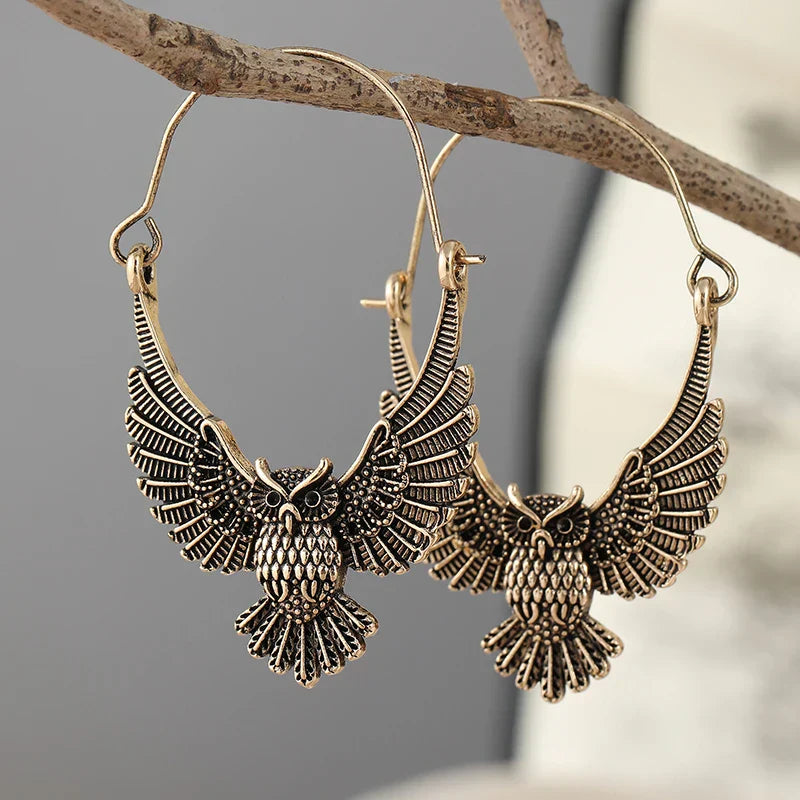Boucles d'oreilles Tomettes Hibou Bohème Vintage