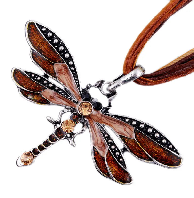 Collier Pendentif Libellule Cristal