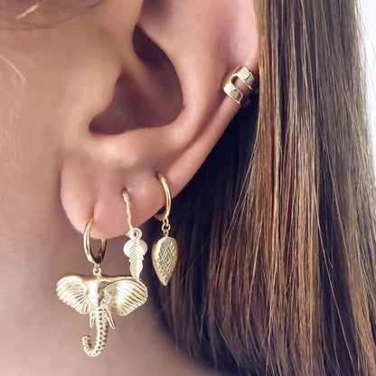 Boucles d'oreilles Cercles Charme Éléphant