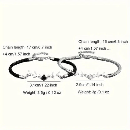 Bracelet Cœur Bois de Cerf avec Zircon