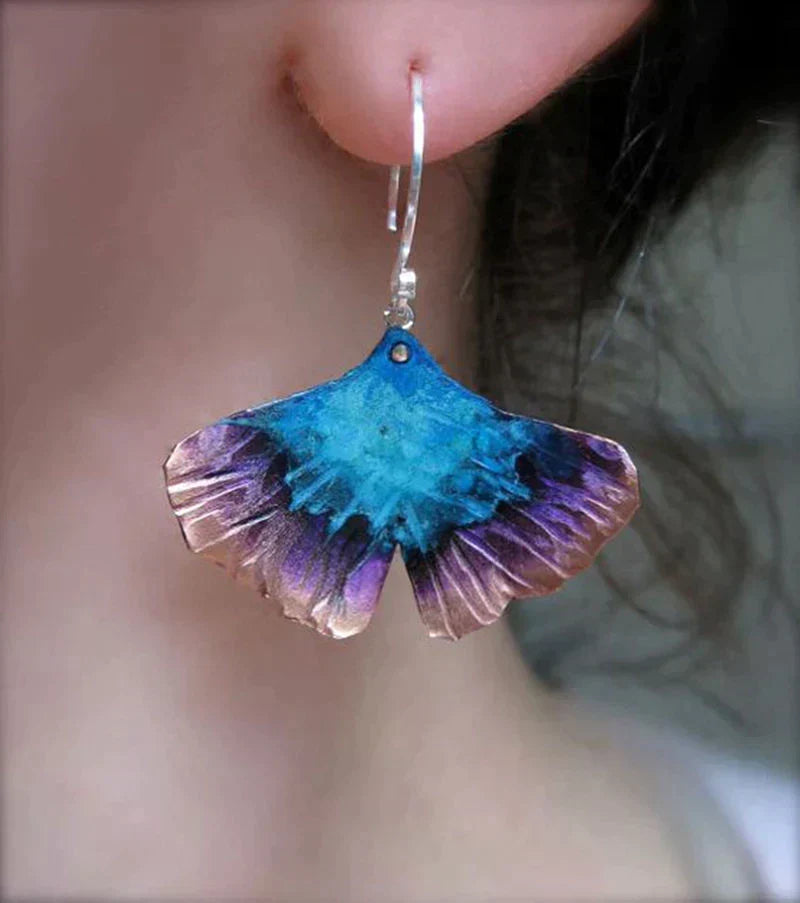 Boucles d'Oreilles Boho Papillon Bleu en Argent
