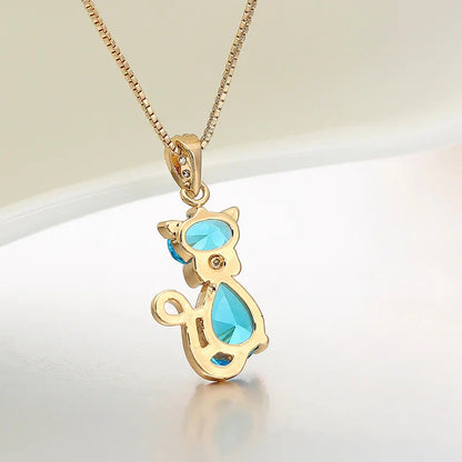 Collier Pendentif Chat Cristal