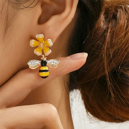 Boucles d'oreilles Tomettes Abeille et Tournesol