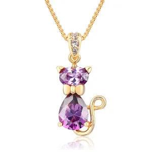 Collier Pendentif Chat Cristal
