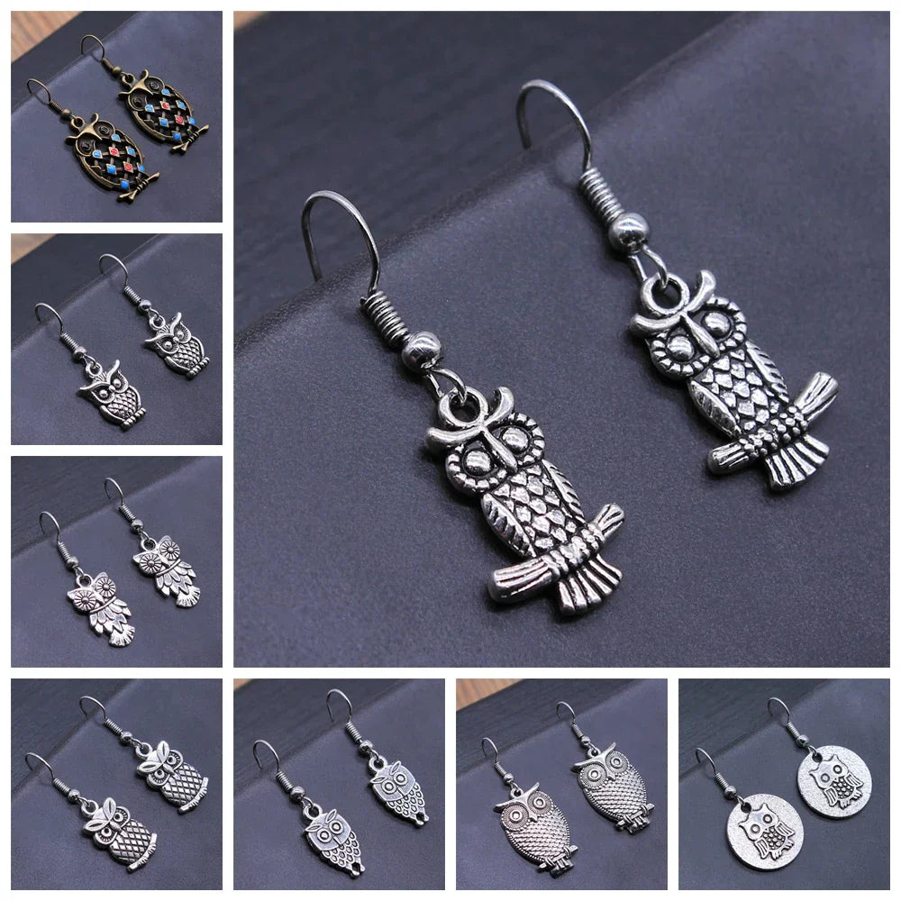 Boucles d'oreilles Tomettes Hibou Bohème Vintage