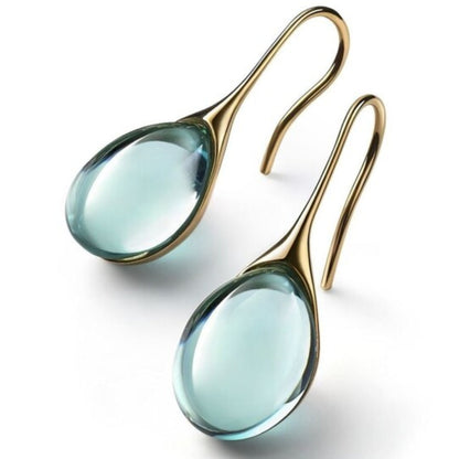 Boucles d'Oreilles Goutte Cristal en Or et Argent
