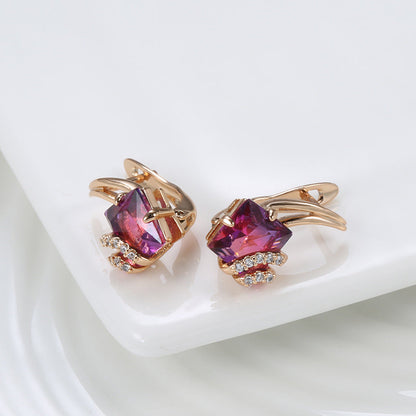 Crimson Square Boucles d'Oreilles Cristal | Or Rose