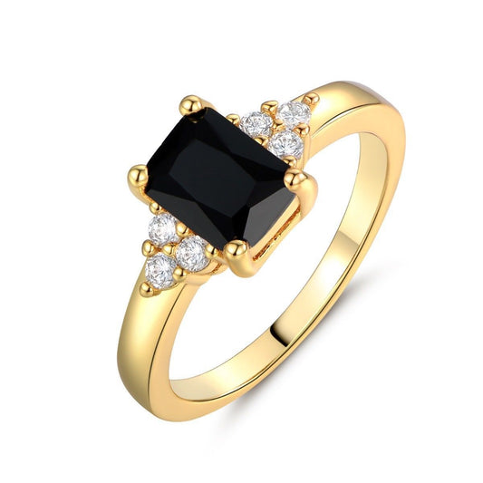 Bague Baguette avec Spinelle Noir | Or