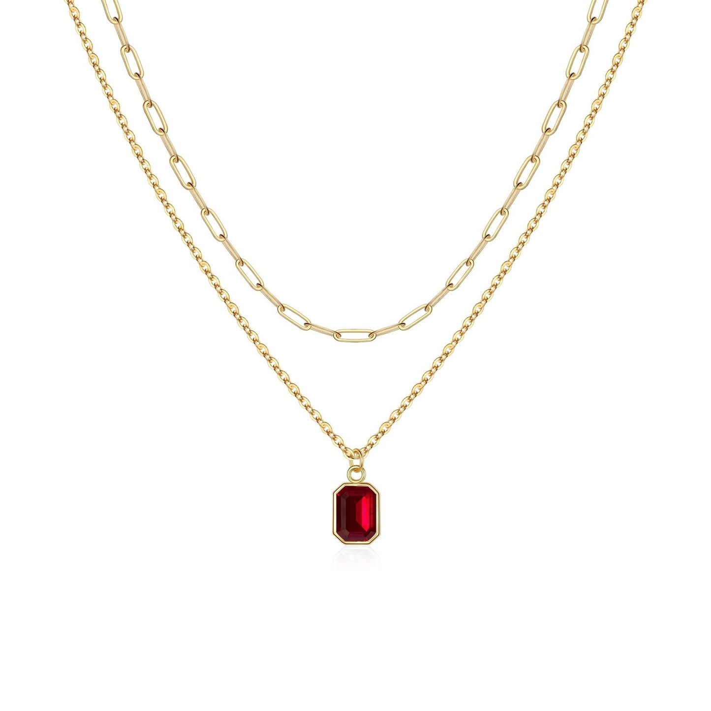 Paperclip Collier Rubis Superposé | Or