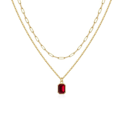 Paperclip Collier Rubis Superposé | Or