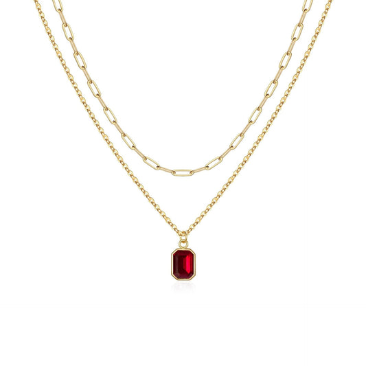 Paperclip Collier Rubis Superposé | Or