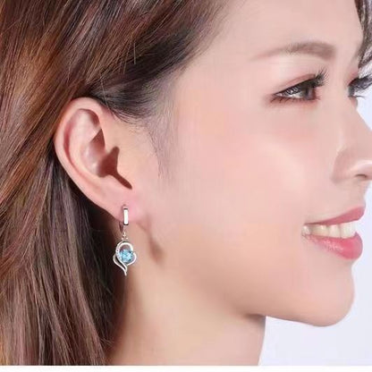 Boucles d'oreilles gouttes cœur éclipse | Or Blanc