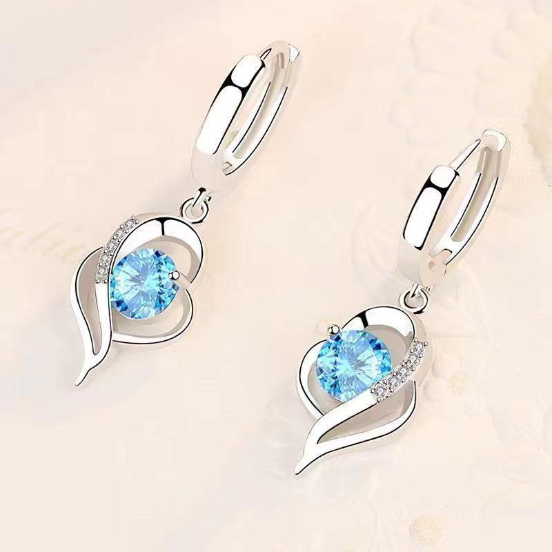 Boucles d'oreilles gouttes cœur éclipse | Or Blanc