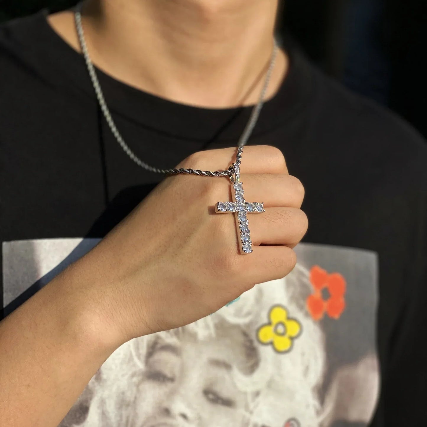 Collier Croix | Or Blanc