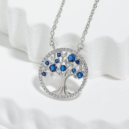 Collier Arbre de Vie en Saphir | Or Blanc