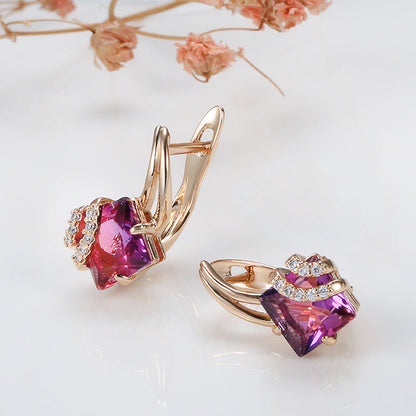 Crimson Square Boucles d'Oreilles Cristal | Or Rose