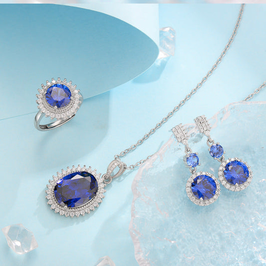 Parure bleue Aurielle Solwyn | Or Blanc