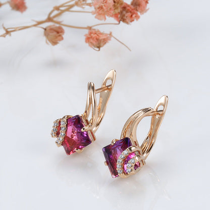 Crimson Square Boucles d'Oreilles Cristal | Or Rose