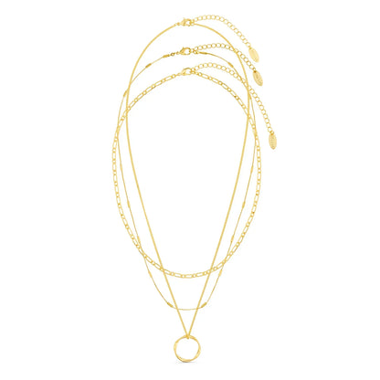 Collier Open Circle Three Row | Or Blanc