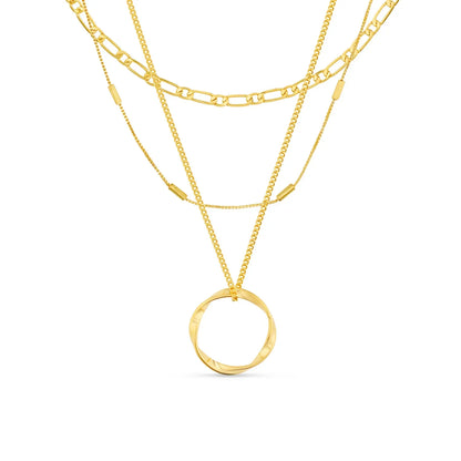 Collier Open Circle Three Row | Or Blanc