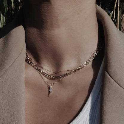 Collier Flat Link Curb Chain | Or Blanc