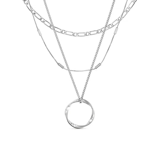 Collier Open Circle Three Row | Or Blanc