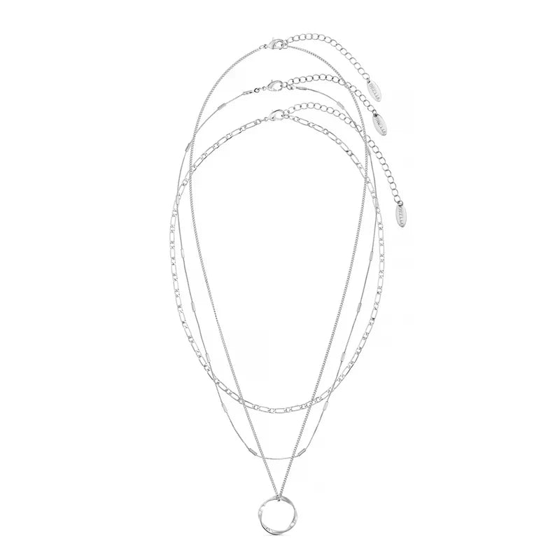 Collier Open Circle Three Row | Or Blanc