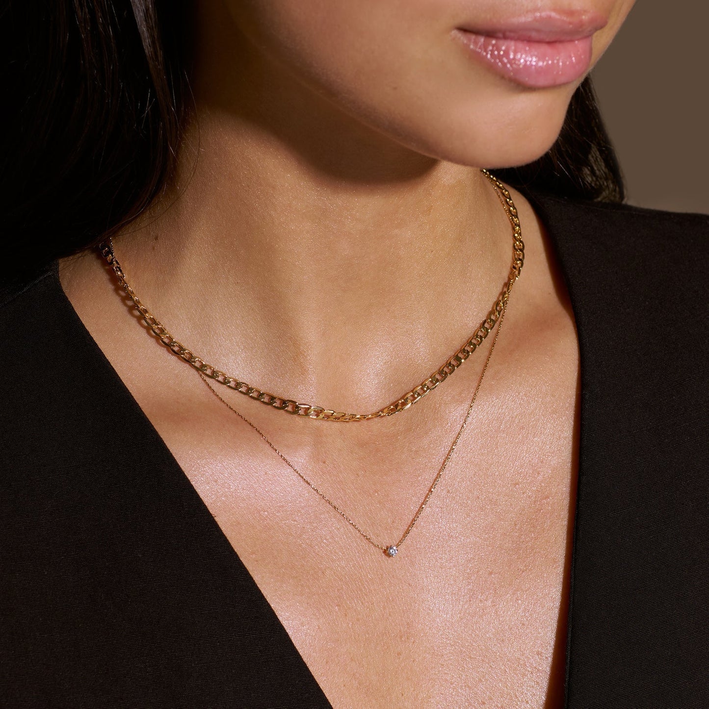 Collier Flat Link Curb Chain | Or Blanc
