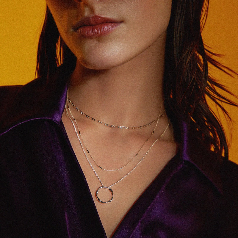 Collier Open Circle Three Row | Or Blanc