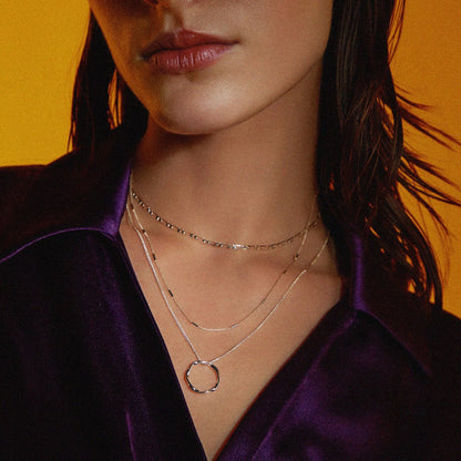 Collier Open Circle Three Row | Or Blanc