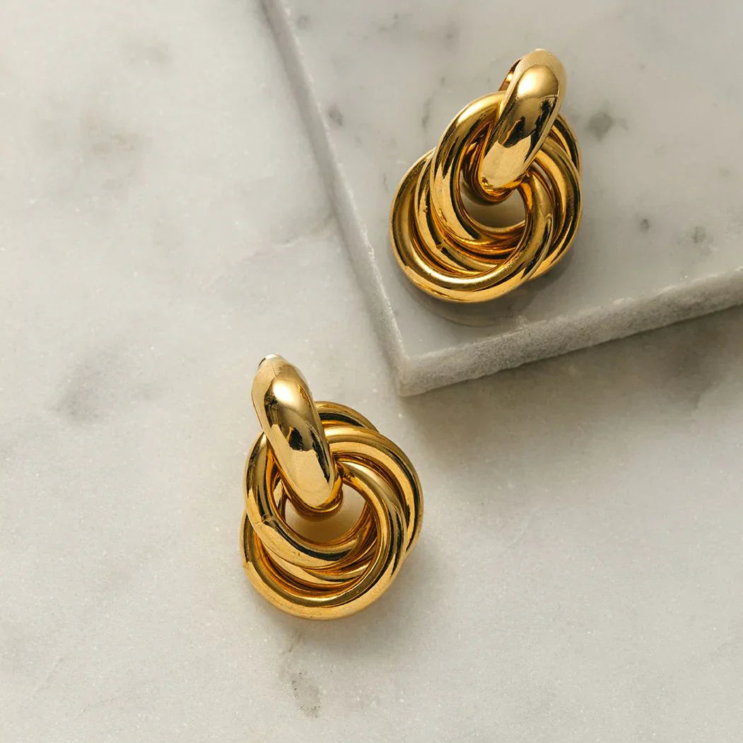Boucles d'oreilles Statement Interlocking | Or Blanc