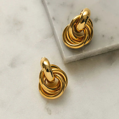 Boucles d'oreilles Statement Interlocking | Or Blanc