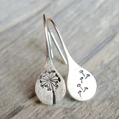 Boucles d'Oreilles Feuille de Pissenlit en Argent 925