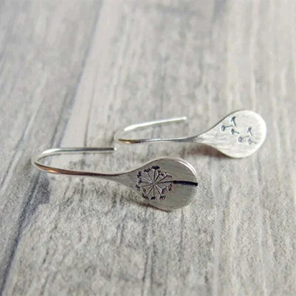 Boucles d'Oreilles Feuille de Pissenlit en Argent 925
