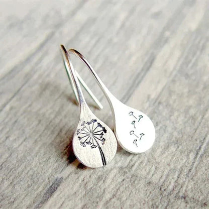 Boucles d'Oreilles Feuille de Pissenlit en Argent 925