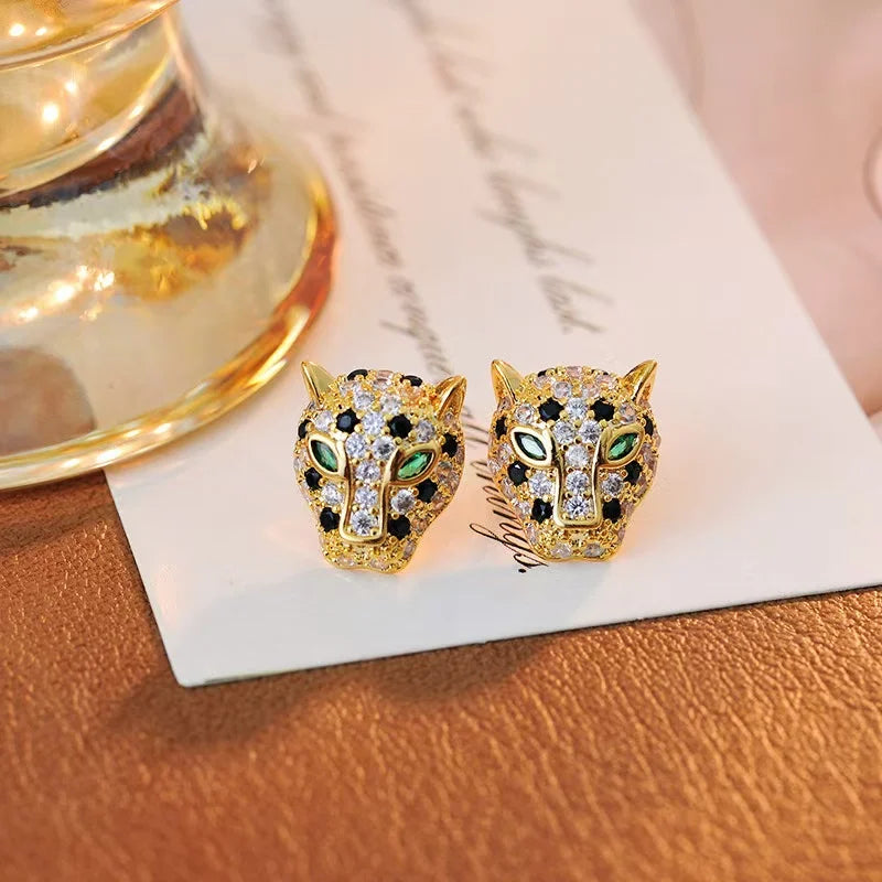 Boucles d'oreilles Tomettes Léopard Coloré Cristal