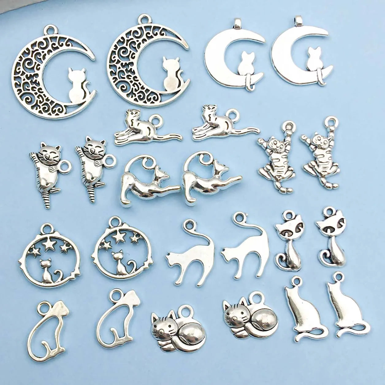 Collection Charmes Chat Argent Vintage
