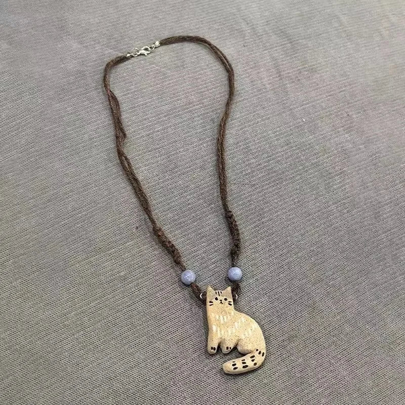 Collier Pendentif Chat Étoile Vintage