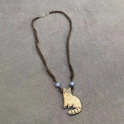 Collier Pendentif Chat Étoile Vintage